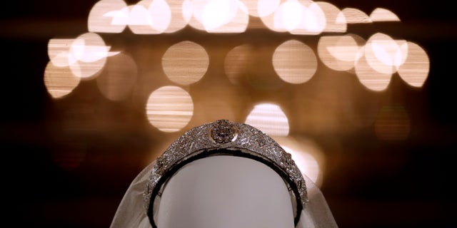The tiara, loaned by Britain's Queen Elizabeth II, is also on display.
