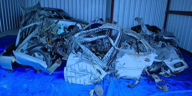 A reconstructed vehicle that was used in the explosion, which is being called an intentional act that was carried out by Jacob Schmoyer, 26, killing David Hallman 66, and Schmoyer’s own two-year-old son Jonathan.