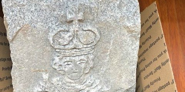New Jersey workers found a carved stone in Bloomingdale's Sloan Park underneath the Pequannock River on Oct. 18.