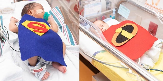 Rachel Maretsky, 13, made the superhero costumes for the babies, and said she plans to do it again next year.