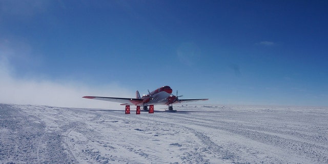 China's first fixed-wing aircraft for polar flight Snow Eagle 601 taxies after its landing on Jan. 9, 2017 at the airport of Kunlun Station in Antarctica.