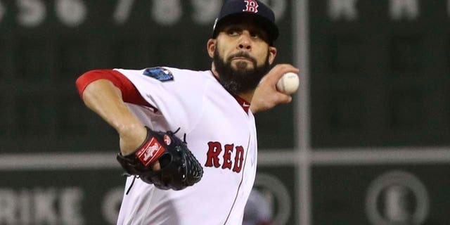 Boston Red Sox starting pitcher David Price throws during the first inning of Game 2 of the World Series baseball game against the Los Angeles Dodgers Wednesday, Oct. 24, 2018, in Boston. (Associated Press)