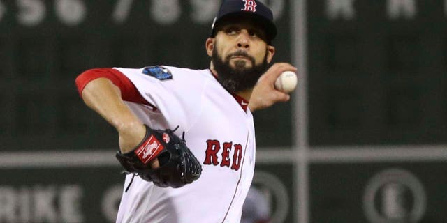 Boston Red Sox starting pitcher David Price throws during the first inning of Game 2 of the World Series baseball game against the Los Angeles Dodgers Wednesday, Oct. 24, 2018, in Boston. (Associated Press)
