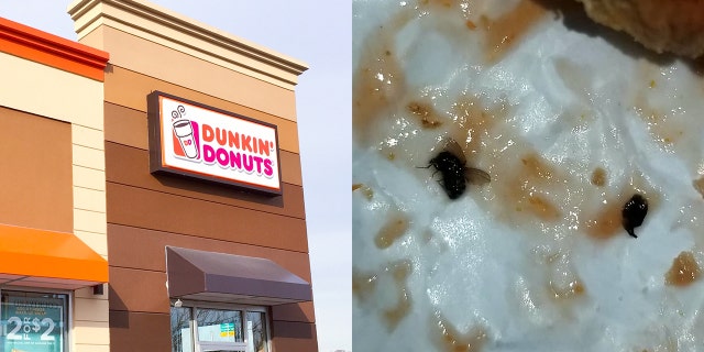 A woman claims her Dunkin' Donuts sandwich was covered in bugs.