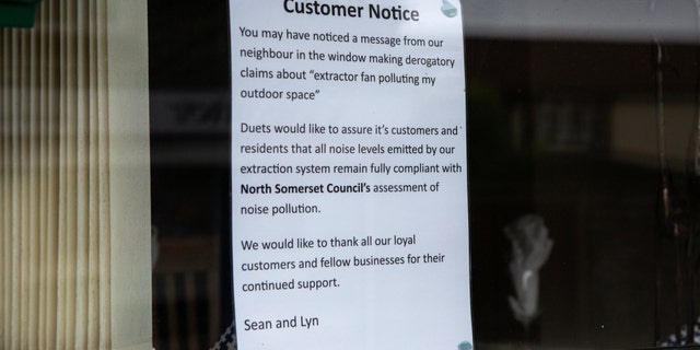 Sign in Duets window in Weston-super-Mare.