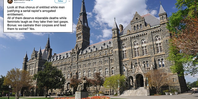An associate professor at Georgetown University tweeted that white GOP Senators "deserve miserable deaths" after the Brett Kavanaugh hearing.