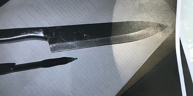 A butcher knife was located on one of the students when they were searched in the school office.
