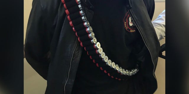 A man who wore a "Terminator" costume for Halloween wore a live ammo belt as he walked across a Florida campus. (UCF Police Department)