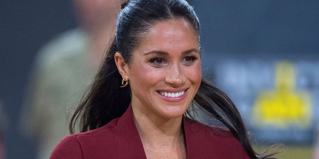 Britain's Meghan, Duchess of Sussex, after watching the wheelchair basketball final at the Invictus Games in Sydney, Australia, Saturday, Oct. 27, 2018. (Associated Press)