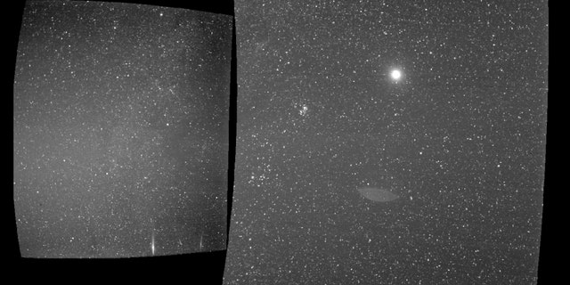 A camera aboard NASA's Parker Solar Probe captured these photographs looking back to Earth — the bright circle in the right-hand image — on Sept. 25, 2018.