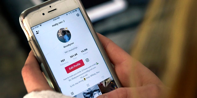 In this Feb. 28, 2018 photo, Matty Nev Luby holds her phone and logs into the lip-sync smartphone app Musical.ly, in Wethersfield, Conn. Teens and young adults say cyberbullying is a serious problem for people their age, but most don’t think they’ll be the ones targeted for digital abuse. The high school gymnast’s popularity on the lip-syncing app Musical.ly, which merged this summer into the Chinese video-sharing app TikTok, helped win her some modeling contracts. Luby said she's learned to navigate Instagram and other social media apps by brushing aside the anonymous bullies. (AP Photo/Jessica Hill)