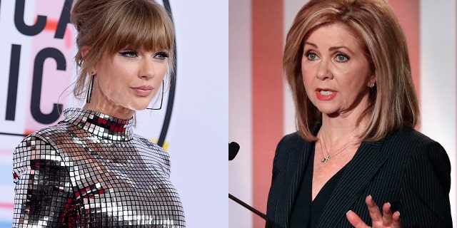 Taylor Swift, left, broke her silence on politics by speaking out against Marsha Blackburn.