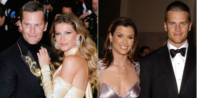 Tom Brady, pictured with wife Gisele Bundchen, left.  He has as before in a relationship with Bridget Moynahan, right.