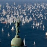 Sailboats take part in the 50th edition of the traditional "Barcelona" regatta in the Gulf of Trieste, north-eastern Italy, Oct. 14, 2018. 