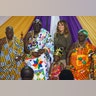 First lady Melania Trump, second from right, and Osabarimba Kwesi Atta II, the chieftain of the Cape Coast Fante, second from left, and others pose for photographs during a cultural ceremony at the Emintsimadze Palace in Cape Coast, Ghana, Wednesday, Oct. 3, 2018. (AP Photo/Carolyn Kaster)
