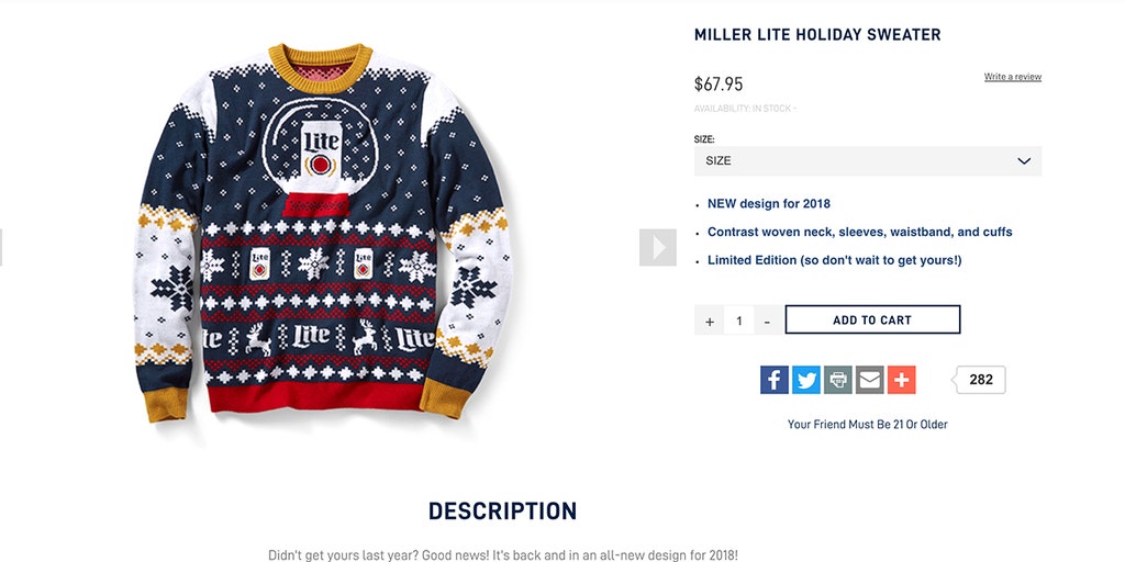 Miller lite hot sale ugly sweaters