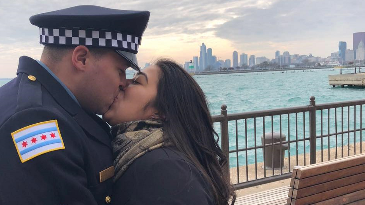 Chicago police Officer Samuel Jimenez, who was slain Monday, married his high school sweetheart, Crystal Garcia, last December. (Facebook)