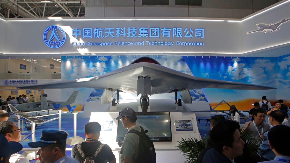 China's new-generation stealth unmanned combat aircraft prototype, the CH-7, is displayed during the 12th China International Aviation and Aerospace Exhibition. (AP Photo/Kin Cheung, File)