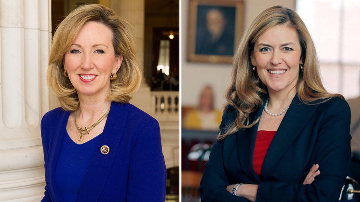 Jennifer Wexton, right, beat Barbara Comstock, left, in Virginia Tuesday.