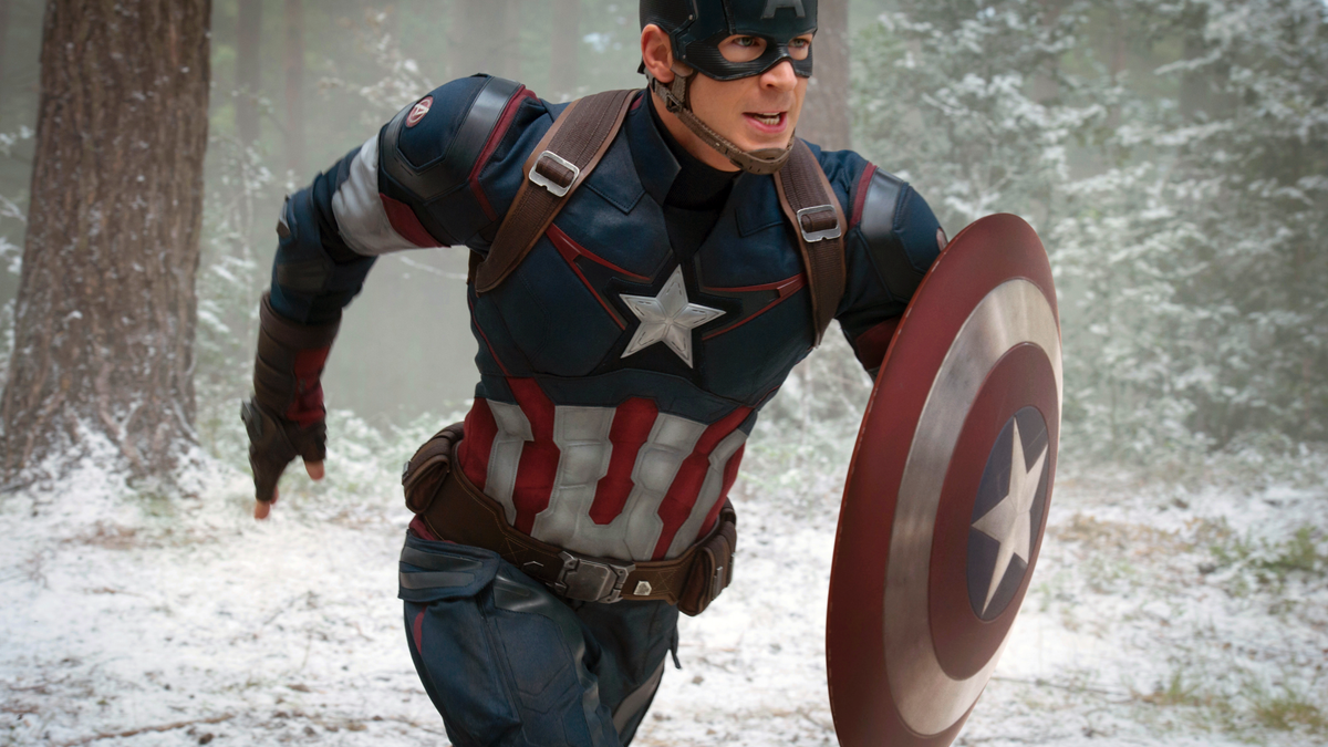 Chris Evans is seen as Captain America/Steve Rogers, in the film, 'Avengers: Age Of Ultron.'