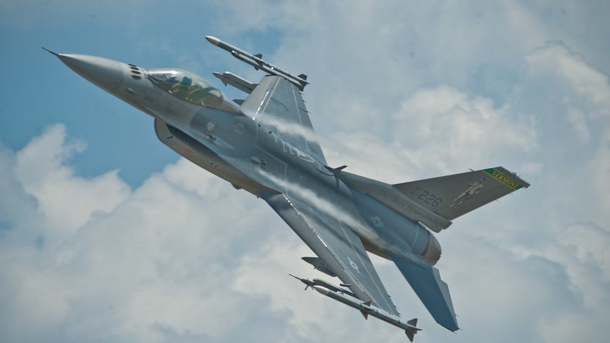 The hourly operating cost of an F-16 (pictured) is about $8,000, according to the Department of Defense.