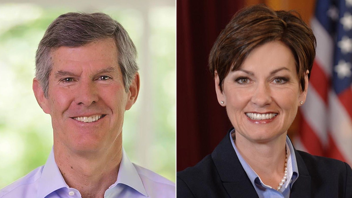 Democrat Fred Hubbell (left) faces Republican Kim Reynolds in Iowa's gubernatorial race.