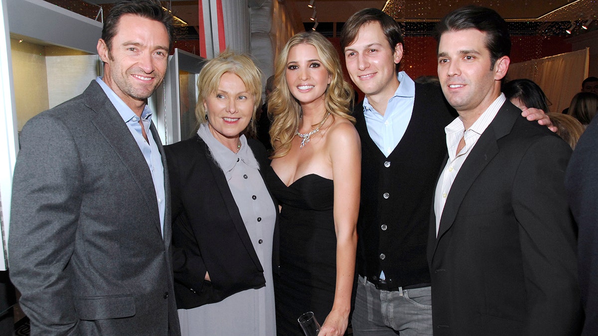 Hugh Jackman, Deborra-Lee Furness, Ivanka Trump, Jared Kushner and Donald Trump Jr. attend Ivanka Trump Fine Jewelry Boutique Opening in New York in 2011.