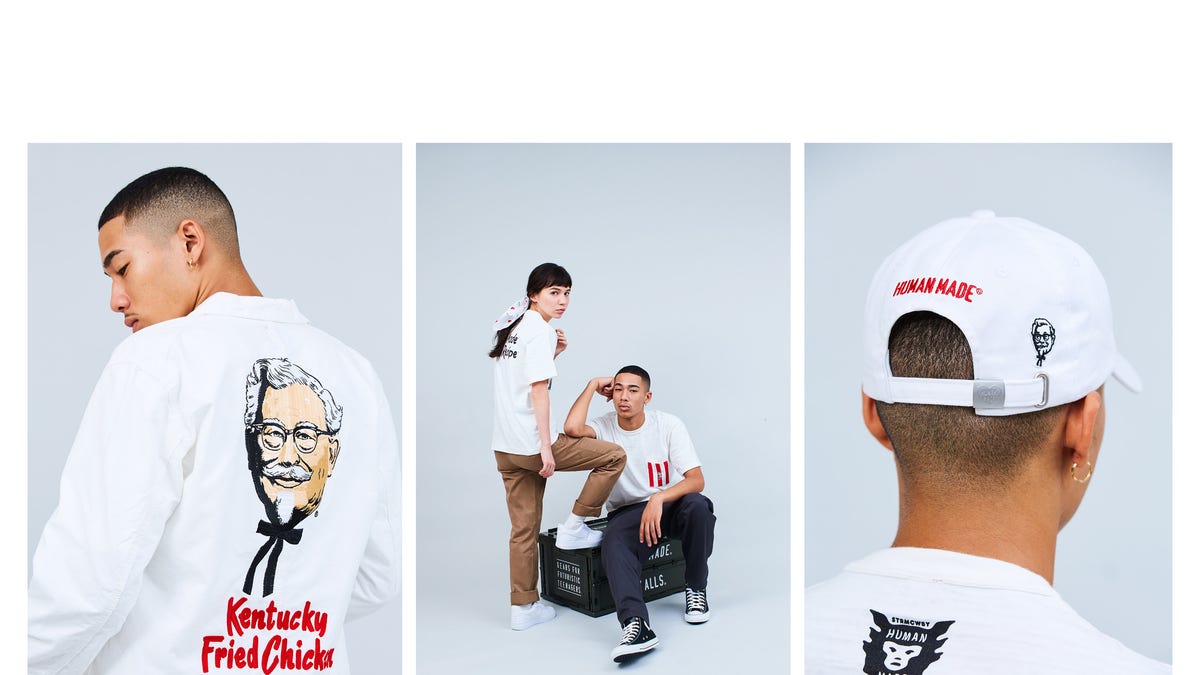 Fans will be able to purchase Human Made x KFC Capsule Collection items at a pop-up shopping experience on Friday, Nov. 16, at a KFC restaurant in Manhattan. (PRNewsfoto/KFC)