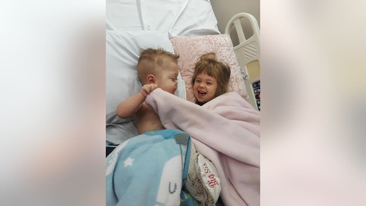 Jace pictured with his sister Lilliona, was born with hypoplastic left heart syndrome, a condition in which the left side of the heart does not develop correctly. 