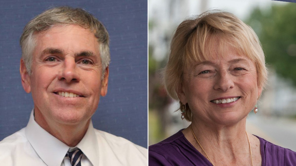 Republican Shawn Moody (left) faces Democrat Janet Mills in Maine's gubernatorial race.