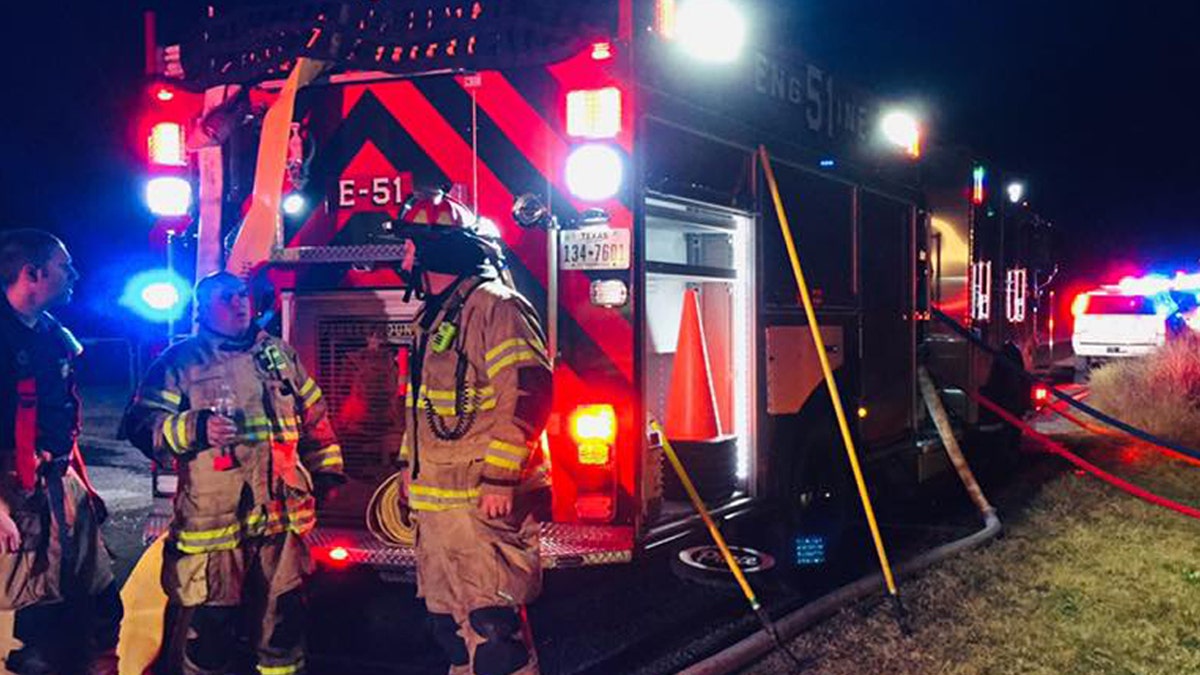 A Texas family of eight was rescued from a fire in their mobile home.