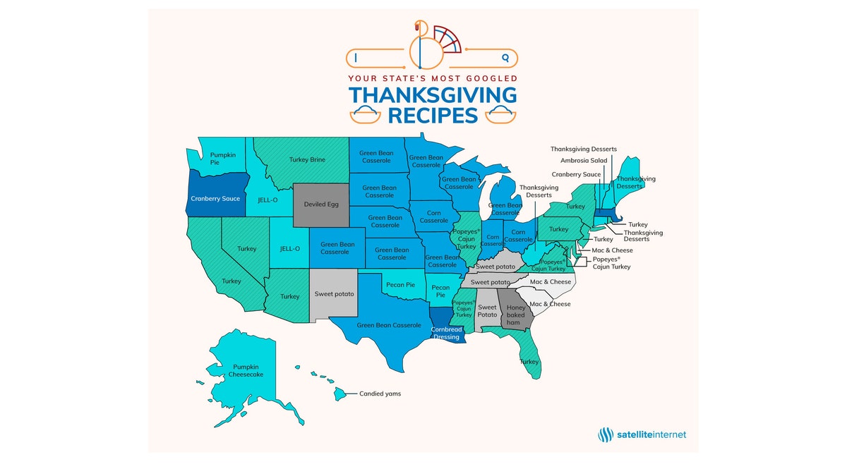 A report conducted by analysts at SatelliteInternet utilized data from Google to find out which Thanksgiving recipes.