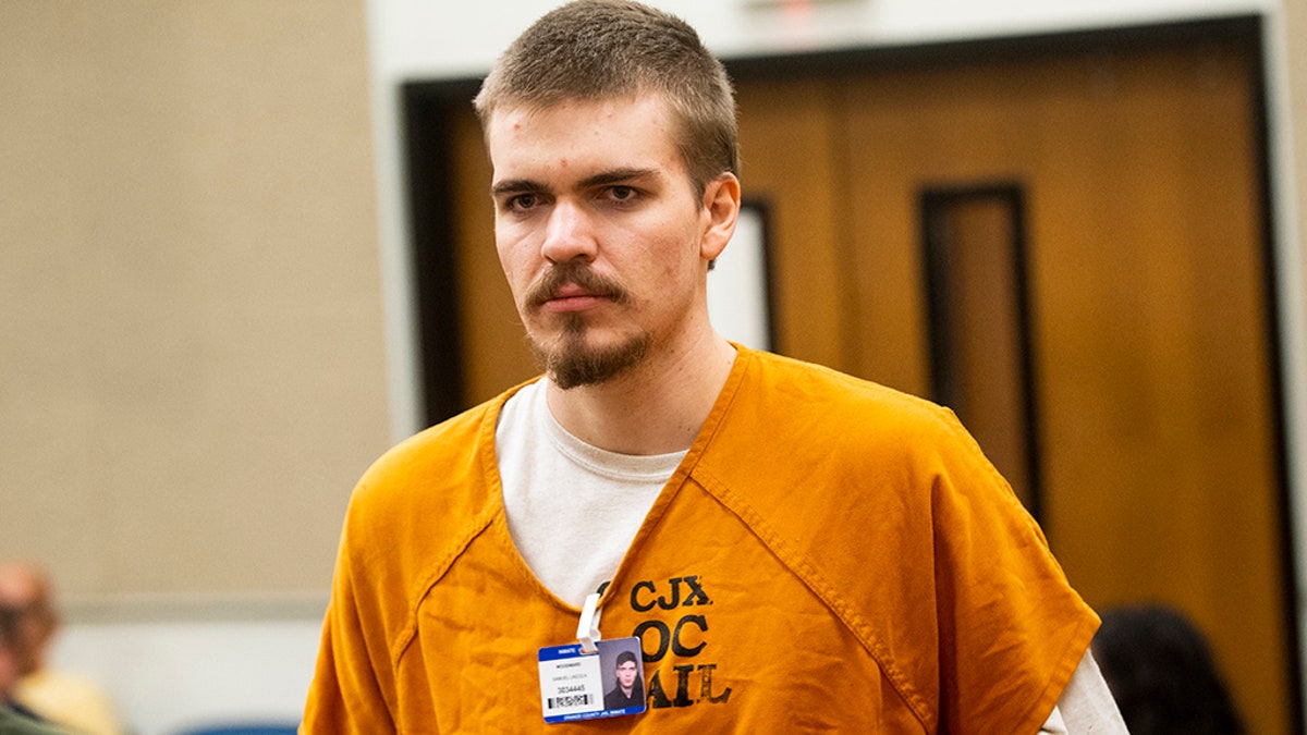 Samuel Woodward leaves a court hearing at the Harbor Justice Center in Newport Beach, California, on Aug. 22.