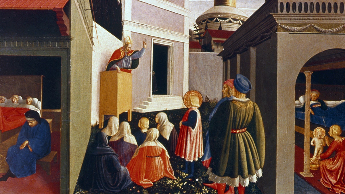 The Story Of St. Nicholas. Fresco by Fra Angelico (c1400-55) Italian painter. Date: 1447-1448; Style: Early Renaissance; Perugia Triptych. Media: tempera, panel. (Photo by: Universal History Archive/UIG via Getty Images)
