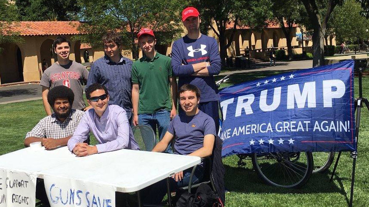 The Stanford College Republicans holding a "Change My Mind" tabling event on campus.