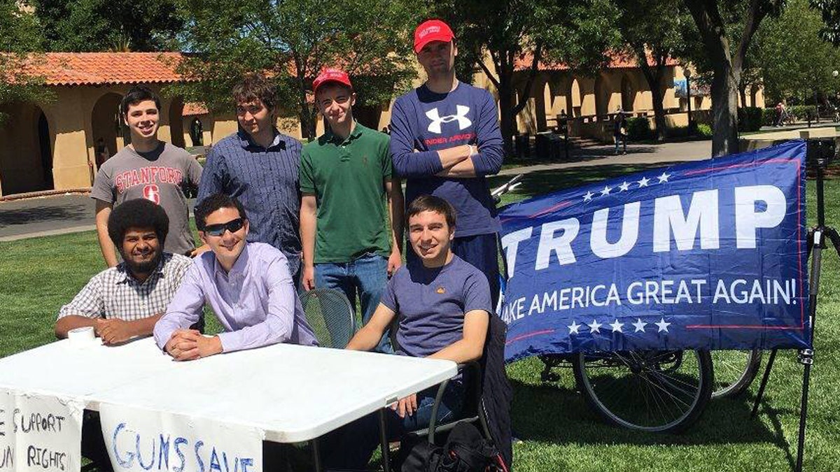 The Stanford College Republicans holding a "Change My Mind" tabling event on campus.