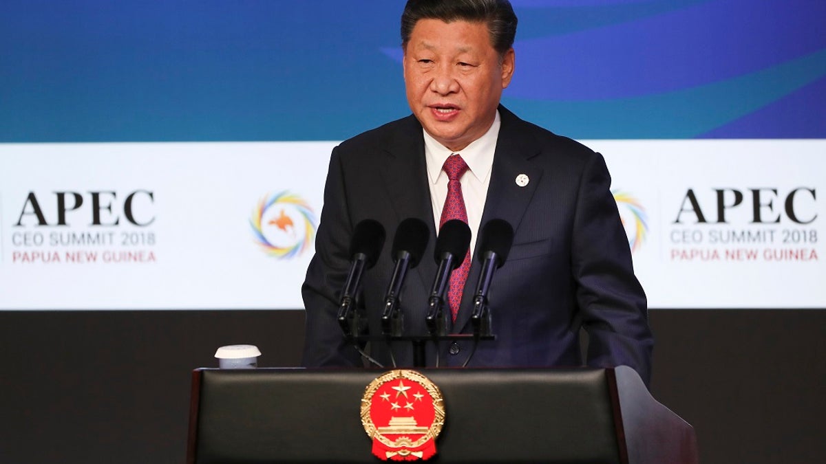 China's President Xi Jinping speaks during the APEC CEO Summit 2018 in Port Moresby, Papua New Guinea on Saturday.