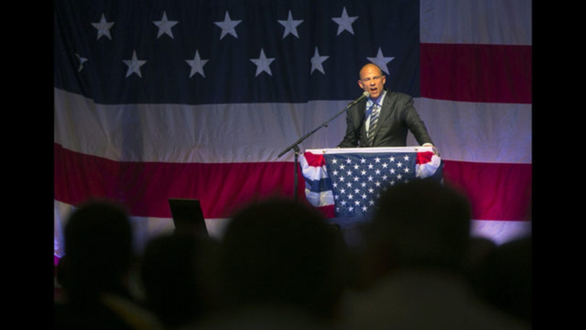 Michael Avenatti speaks at the Iowa Democratic Wing Ding at the Surf Ballroom in Clear Lake, Iowa, Friday, Aug. 10, 2018. Avenatti's media exposure raised the prospect of a potential 2020 presidential run