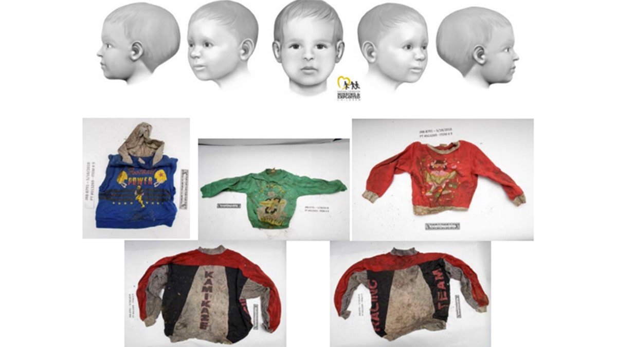 The clothing items shown in the photo were found with Baby Doe.