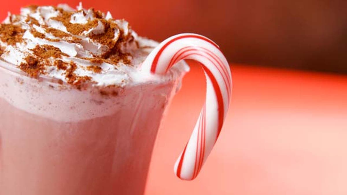 Candy cane is hot chocolate or coffee