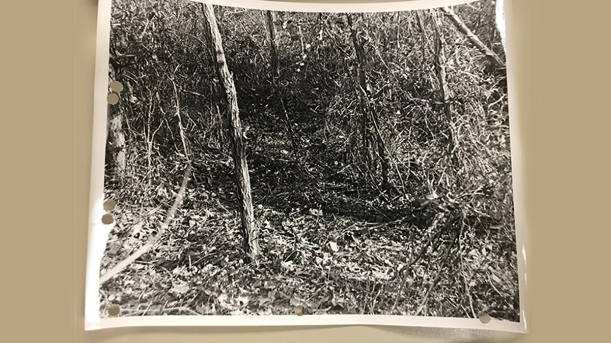 Crime scene from an?unsolved murder dating back to the summer of 1972, in which a hunter discovered human remains in a wooded area off Route 197 along the Baltimore-Washington Parkway in Laurel.