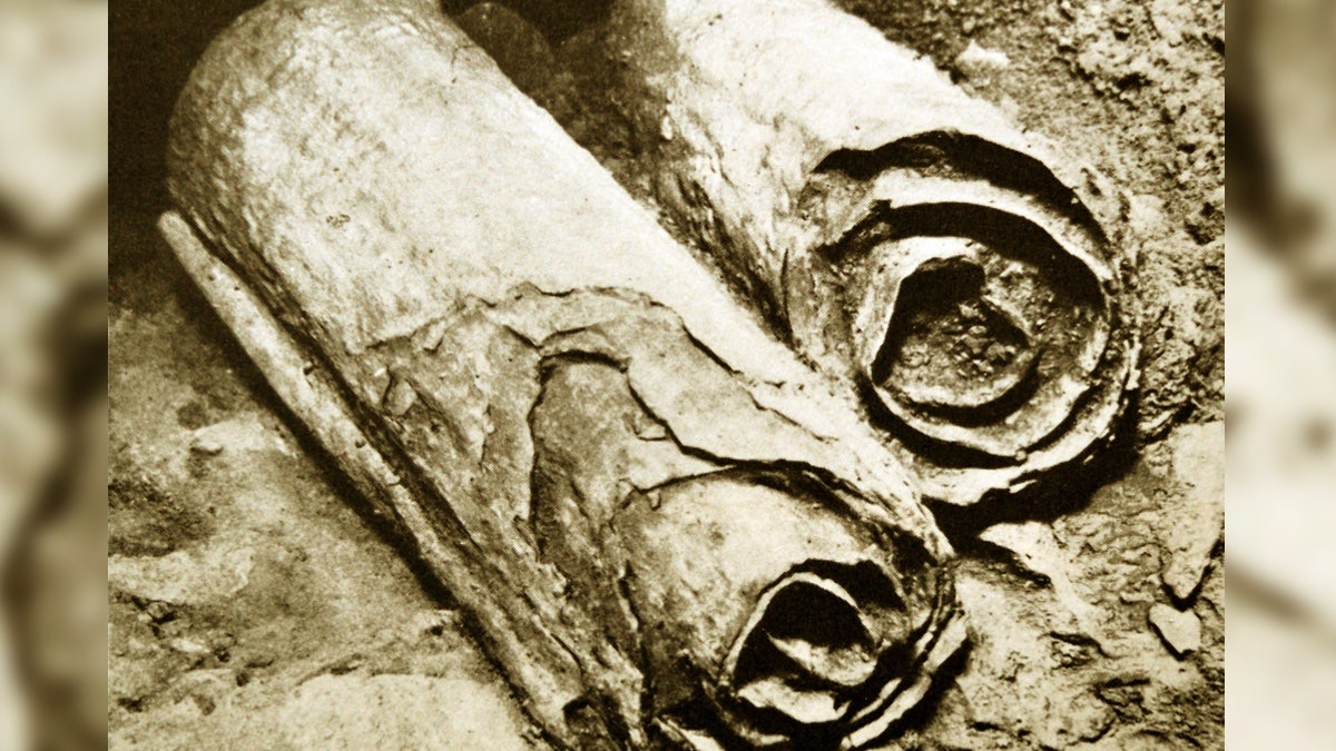 These Dead Sea Scrolls were discovered during a 1947 excavation of Qumran caves northwest of the Dead Sea.