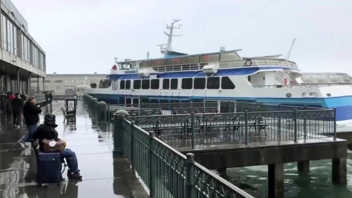 In this image taken from video a ferry carrying dozens of passengers crashes into a dock at San Francisco's famed Ferry Building on Friday, Nov. 23, 2018.