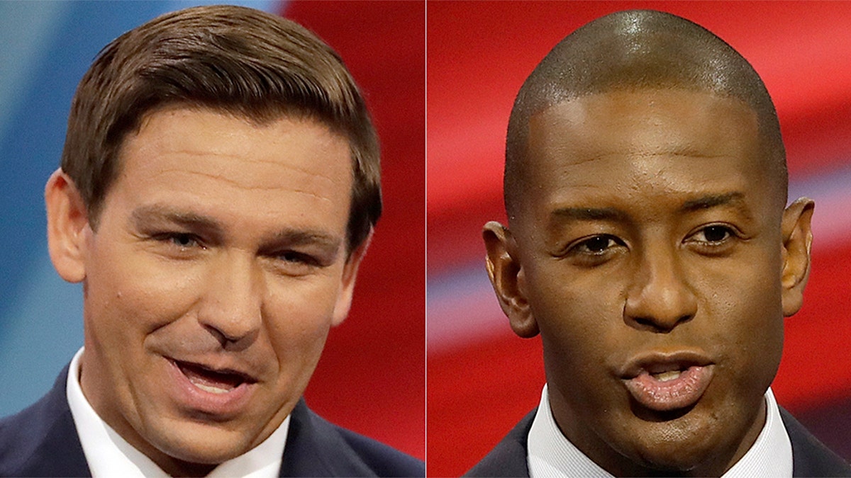 In Florida, the contest for governor between Republican Ron DeSantis (left) and Democrat Andrew Gillum (right) appeared all but over Thursday.