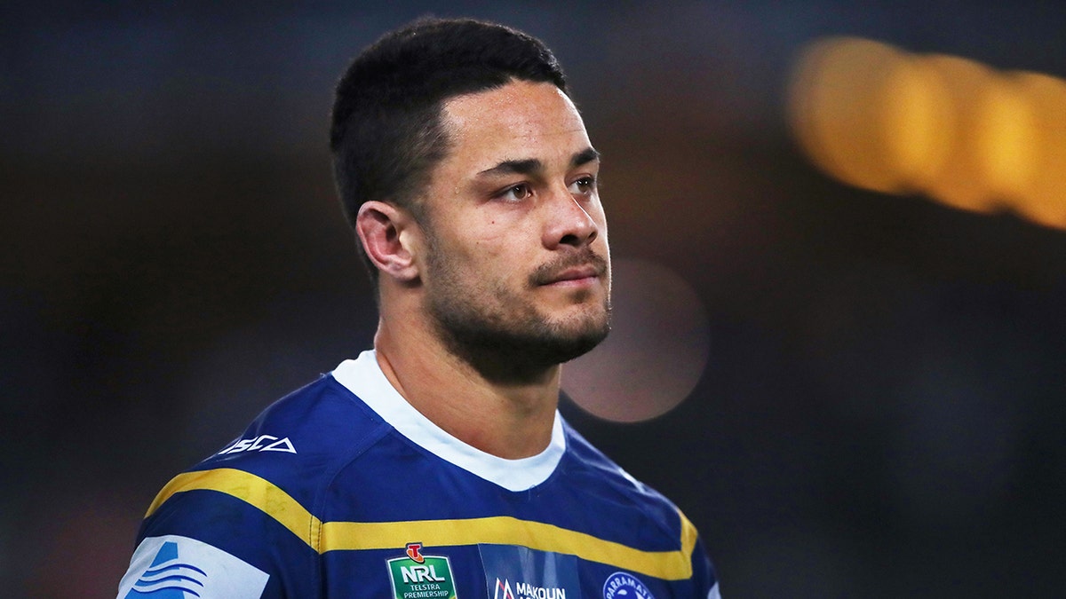 SYDNEY, AUSTRALIA - JULY 19: Jarryd Hayne of the Eels looks on during the round 19 NRL match between the Parramatta Eels and the Canterbury Bulldogs at ANZ Stadium on July 19, 2018 in Sydney, Australia. (Photo by Matt King/Getty Images)