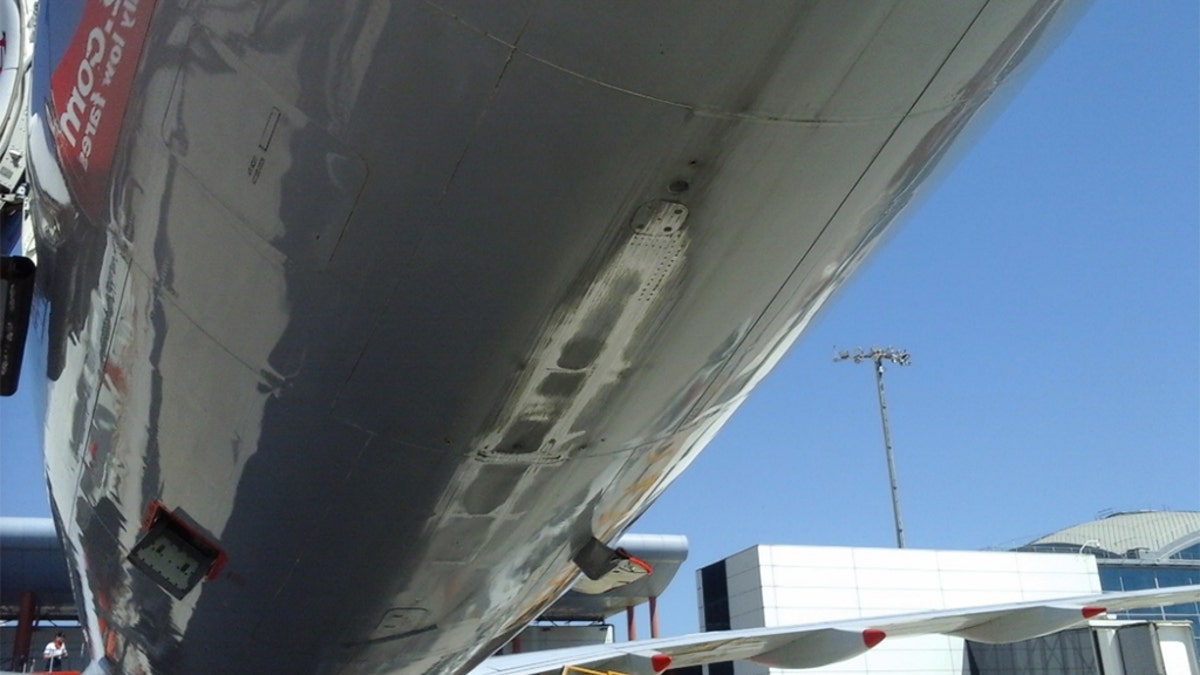The aircraft’s underside was damaged from the impact, including the rear sewage drainage probe, VHF antenna and part of the hold.