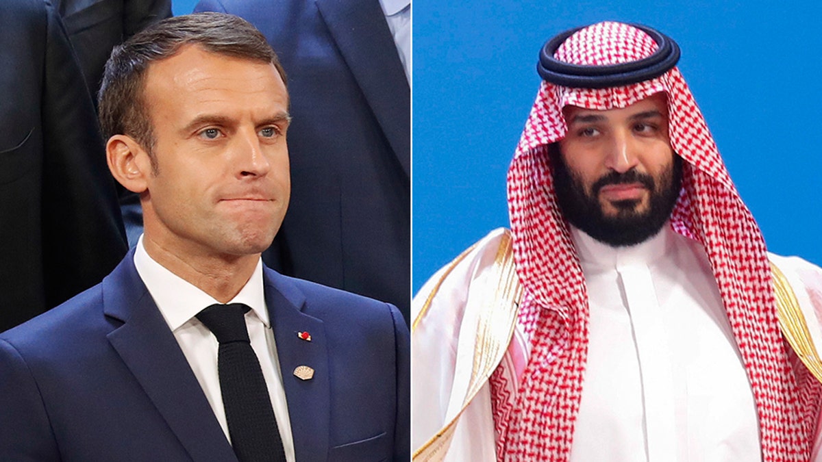French President Emmanuel Macron, left, and Saudi Crown Prince Mohammed bin Salman and the G20 Leader's Summit in Buenos Aires, Argentina.