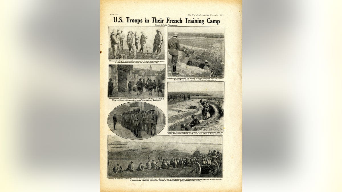 US servicemen can be seen traveling to the U.K. and training in trench warfare in the French countryside. 