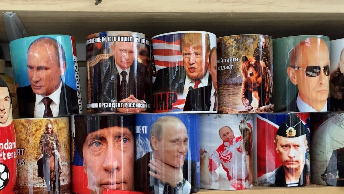 President Putin remains a souvenir mainstay in the streets of Saint Petersburg, Russia