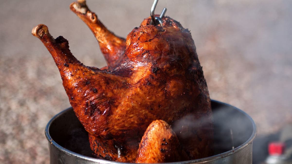 Deep-frying a turkey for Thanksgiving